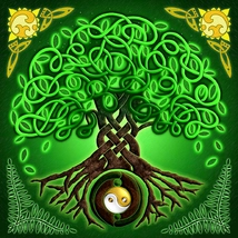Mandala falikép - Életfa zöld