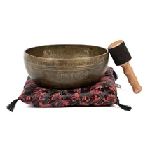 Kézzel készült tibeti hangtál, 5 Buddha gravírozással, 28 cm - Bodhi