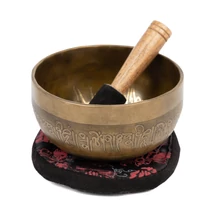 Kézzel készült tibeti hangtál, Élet Virága gravírozással, 23 cm