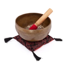 Kézzel készült tibeti hangtál, életfa gravírozással, 16 cm