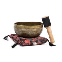 Kézzel készült tibeti hangtál, Tara gravírozással, 19 cm