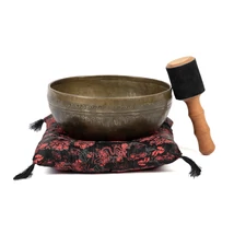 Kézzel készült tibeti hangtál, Élet Virága gravírozással, 23 cm