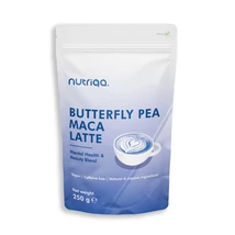 Nutriqa kék pillangóborsó–maca latte italpor, vegán, koffeinmentes – 250 g