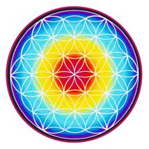 Mandala Ablakmatrica - Élet virága kék sárga piros