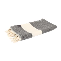 WellTouch Hamam szauna törölköző - fekete/ecrü gyémántmintás - Bodhi