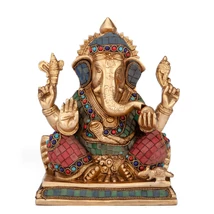 Ganesha réz szobor, többszínű, 20cm - Bodhi