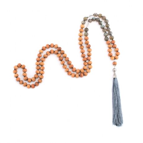 Mala Wood with sandal wood scent and Labradorite - Bodhi