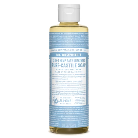 Dr. Bronner's Folyékony kasztíliai  szappan koncentrátum - Illatmentes 240ml