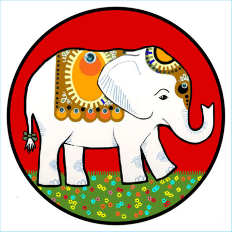 Mandala Ablakmatrica - Elefánt piros