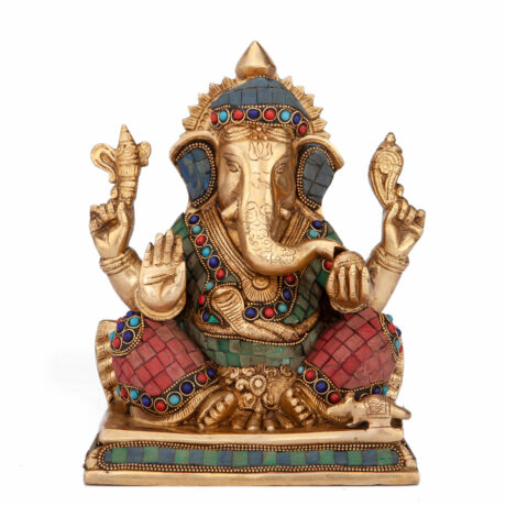 Ganesh réz szobor, többszínű, 20cm - Bodhi