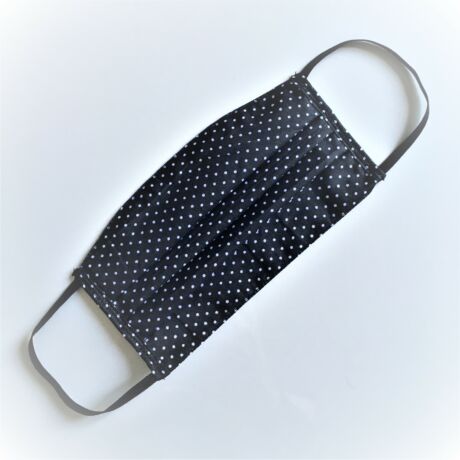 Textil, mosható, 2 rétegű szájmaszk - Fekete pöttyös